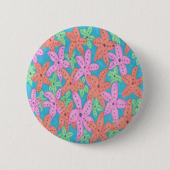 Tropisches Sternenfisch-Muster Button (Vorderseite)