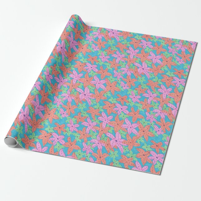 Tropisches Sternenfisch-Muster Geschenkpapier (Ungerollt)