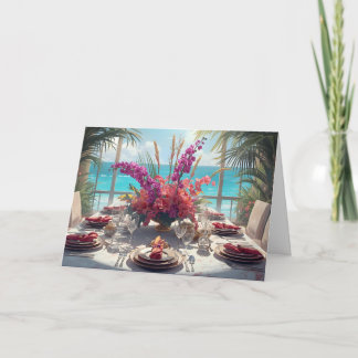 🌺 Tropisches Strand-Erntedankfest – Elegante Kart Karte