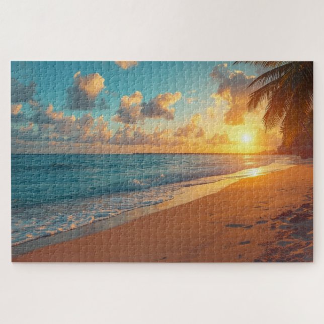 Tropisches Strand-Sunset-Jigsaw-Puzzle Puzzle (Horizontal)