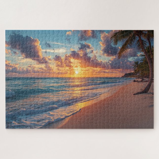 Tropisches Strand-Sunset-Jigsaw-Puzzle Puzzle (Horizontal)