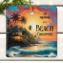 Tropisches Strand-Weihnachtsbaum-Ornament im Traum Keramikornament