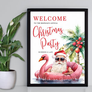 Tropisches Strand-Weihnachtsparty-Willkommensschil Poster