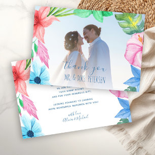 Tropisches Strandfoto-Hochzeit Dankeskarte