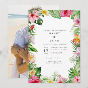Tropisches Strandfoto-Hochzeit Einladung