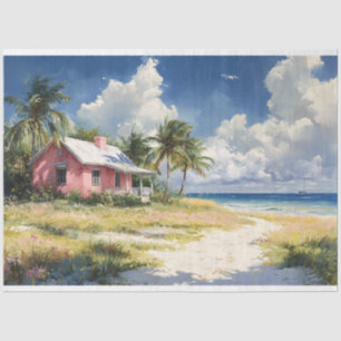 Tropisches Strandhaus Dekupage Seidenpapier