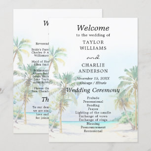 Tropisches Strandziel-Hochzeitsprogramm Programm