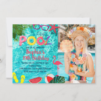 Tropisches Summer Pool Party Geburtstag individuel Einladung