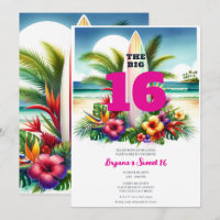 Tropisches Surfboard Pool Party Sweet 16