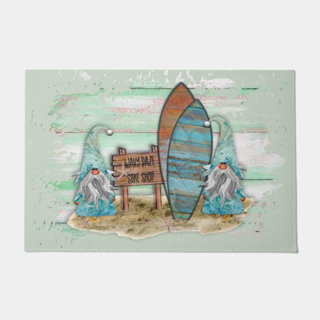 Tropisches Surfen Wasserfarbenstrand Fußmatte (Vorderseite)