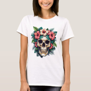 TROPISCHES T-SHIRT MIT TOTENKOPF FÜR FRAUEN