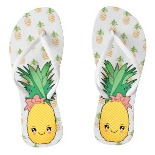 Tropisches Thema Kawaii Ananas Coastal Fruit Food Flip Flops