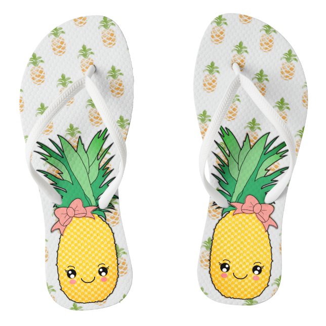 Tropisches Thema Kawaii Ananas Coastal Fruit Food Flip Flops (Fußbett)