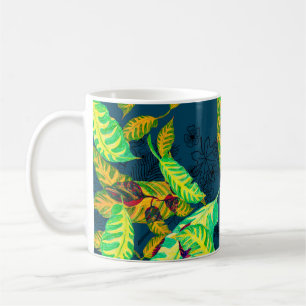 Tropisches Tie Dye Blau Gouache. Tropisches Muster Kaffeetasse