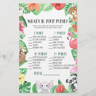 Tropisches Tier, was in Purse Baby Shower Game Briefpapier