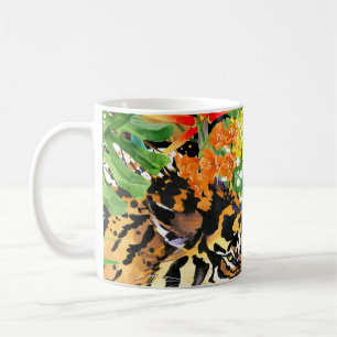 Tropisches Tiger-Watercolor-Dschungelmuster Kaffeetasse