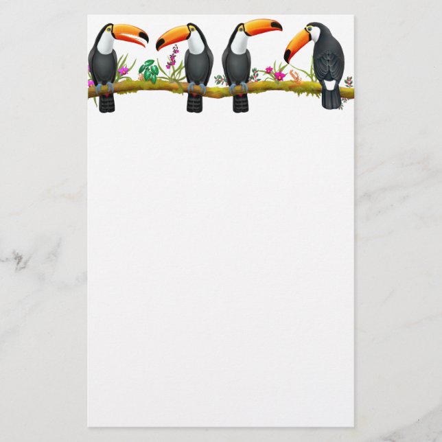 Tropisches Toco Toucan Vogel-Briefpapier Briefpapier (Vorderseite)