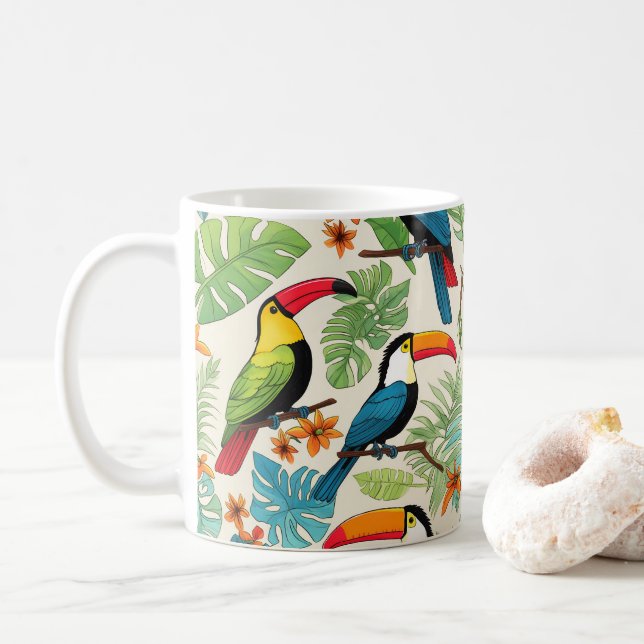 Tropisches Tukan-Kronendach Kaffeetasse (Mit Donut)