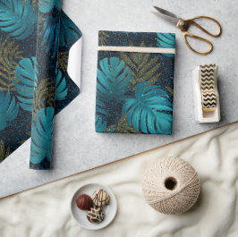 Tropisches Türkis Funkeln Blau Glitter Muster Geschenkpapier