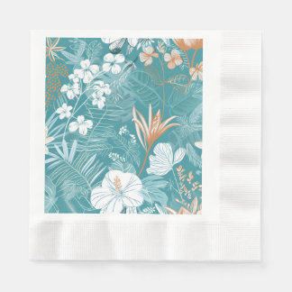 Tropisches Türkis & Terrakotta-Hibiskus-Blumenmust Serviette