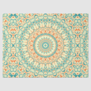 Tropisches Türkis und Orange Mandala-Muster Seidenpapier