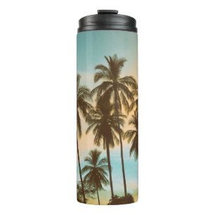 Tropisches Twilight: Kokospalmenpalme Silhouette Thermosbecher