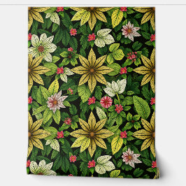 Tropisches Twilight: üppige Blätter und Blume Tapete