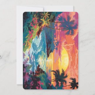 Tropisches Ufer bei Sonnenuntergang Dankeskarte