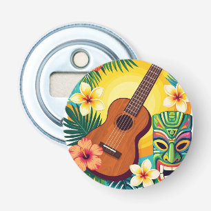 Tropisches Ukulele-Tiki-Luau-Party-Vibes-T-Shirt Flaschenöffner