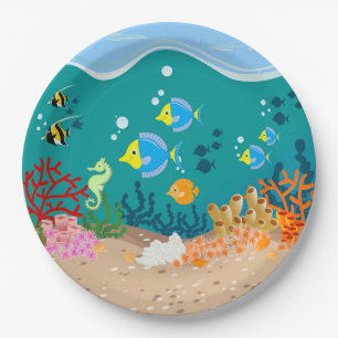 Tropisches undersea Szenengeburtstags-Party Pappteller