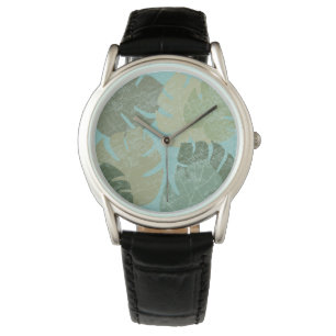 Tropisches verblaßtes Blätter Armbanduhr