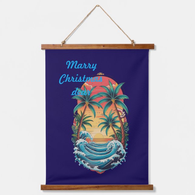 Tropisches Vermächtnis: Monterey Inked Paradise" Wandteppich Mit Holzrahmen (Vorderseite)