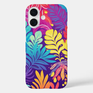 Tropisches Vibes Buntes Blattmuster Handyhülle iPhone 16 Hülle