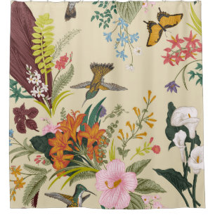 Tropisches Vintages Blumenband Duschvorhang