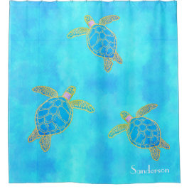Tropisches Wasser Küstenmeer Schildkröte Aqua Duschvorhang