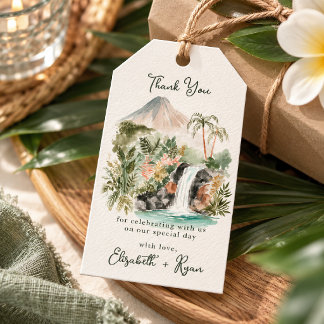 Tropisches Wasserfall-Hochzeit-Dankeschön Geschenkanhänger