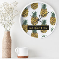 Tropisches Wasserfarben-Ananas-Muster mit Namen