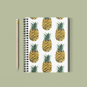 Tropisches Wasserfarben-Ananas Nahtloses Muster Notizbuch