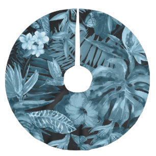 Tropisches Wasserfarbenparadies: Jungle Blossom Polyester Weihnachtsbaumdecke