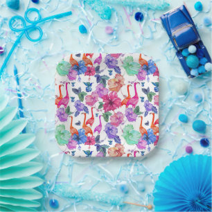 Tropisches Wasserfarbmuster Pappteller