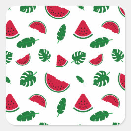 Tropisches Wassermelonen-Sommer-Nahtloses Muster Quadratischer Aufkleber