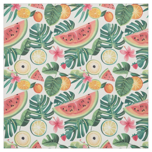 Tropisches Wassermelonen- und Zitrusmuster Stoff (Muster)
