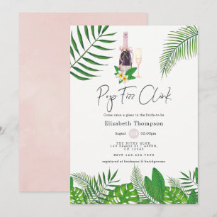 Tropisches Watercolor Pop Fizz Clink Einladung