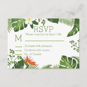 Tropisches Wedding Thema botanisches UAWG RSVP Karte