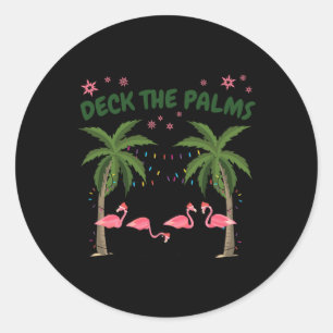 Tropisches Weihnachten Florida Flamingo Deck The P Runder Aufkleber