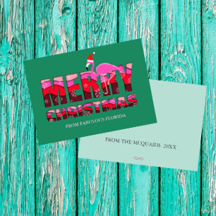 Tropisches Weihnachten Florida Rosa Flamingo Custo