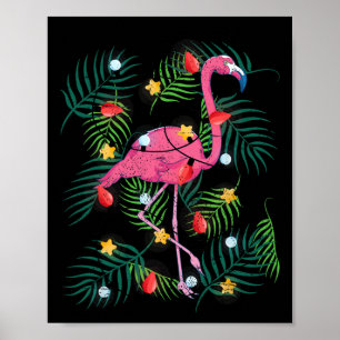Tropisches Weihnachten Lustiger Rosa Flamingo Hawa Poster