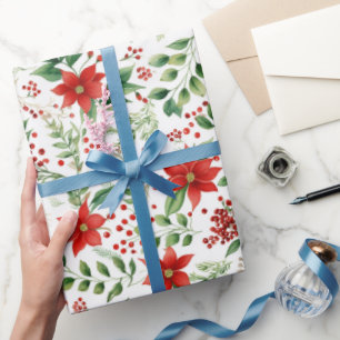 Tropisches Weihnachts-Poinsettien-Muster Geschenkpapier