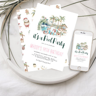 Tropisches Weihnachtsbad Party Geburtstag Einladung