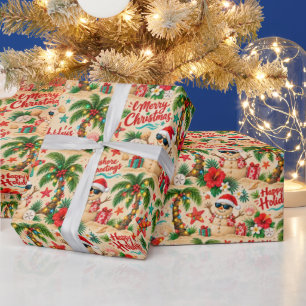 Tropisches Weihnachtsferien-Spaßmuster Geschenkpapier